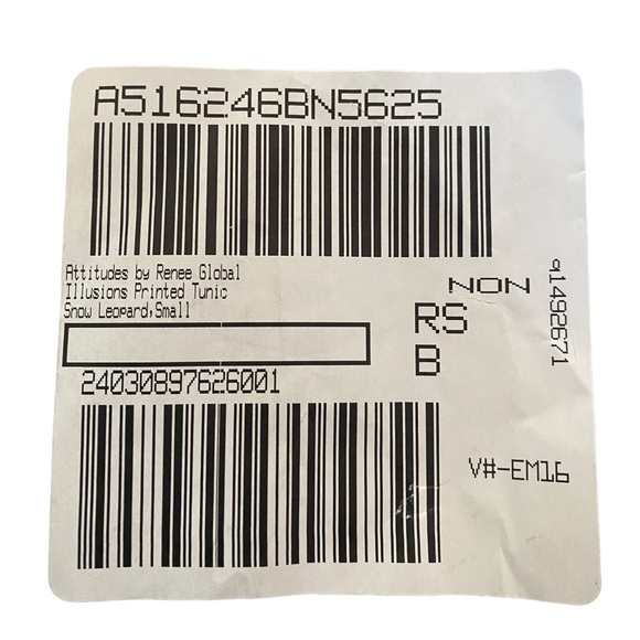 QVC Attitudes by Renee Global Illusions Printed Tunic Snow Leopard Small NIP - Picture 5 of 6